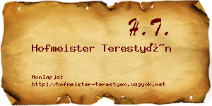 Hofmeister Terestyén névjegykártya